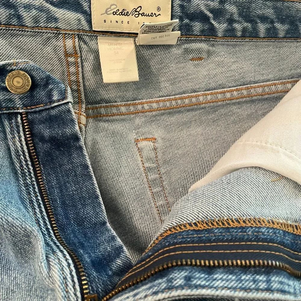 Eddie Bauer Outdoor Outfitter Mens Denim Blue Jean Medium Wash Shorts Size 34 - Picture 6 of 14